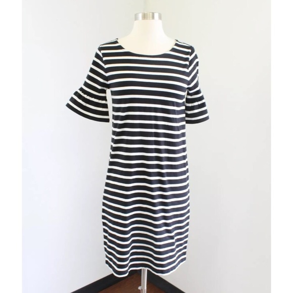 NWT J.Crew Striped Ruffle Sleeve Dress - Picture 3 of 7